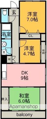 アビタシオン十番(2SDK/4階)の間取り写真