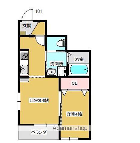 コートネモト(1LDK/1階)の間取り写真
