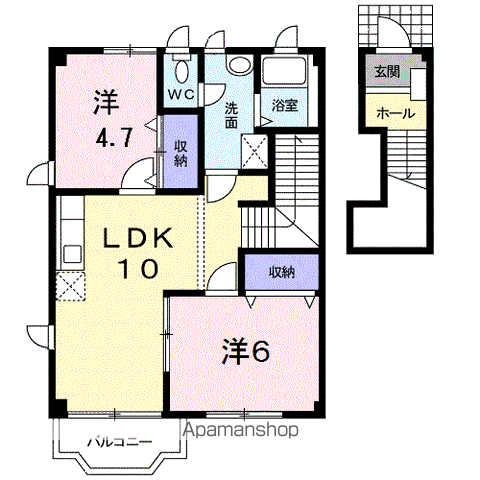 ムーンリットプレイス(2LDK/2階)の間取り写真