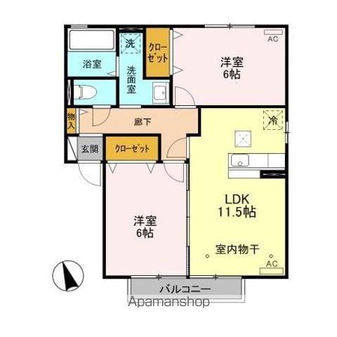 ヴィラージュ・ガーデン A/B(2LDK/1階)の間取り写真