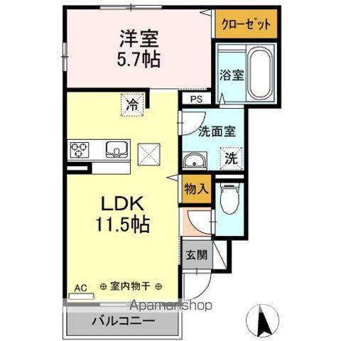ウィステリアS(1LDK/1階)の間取り写真