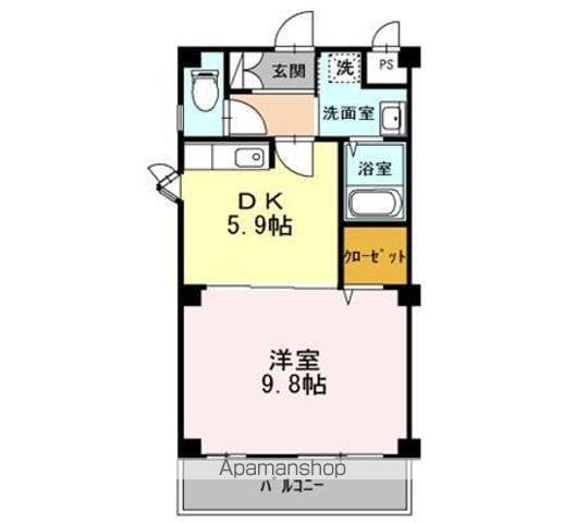 グランツ屋島Ⅲ(1DK/2階)の間取り写真