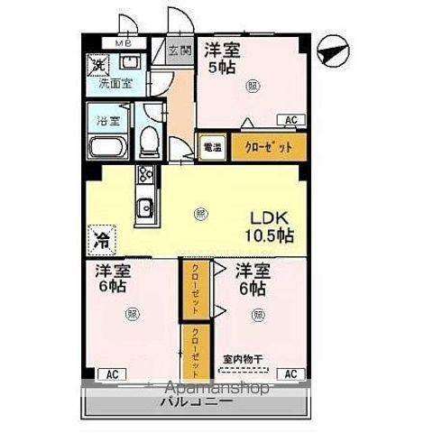 クレスト・デュオ(3LDK/4階)の間取り写真