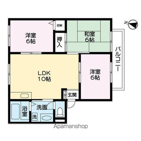 サンビレッジ月の浦C(3LDK/2階)の間取り写真