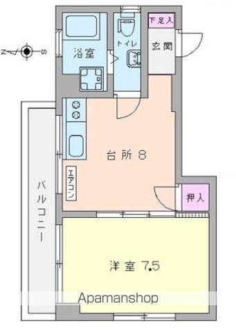 森ハイツ(1DK/4階)の間取り写真