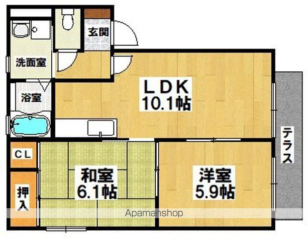 リビエール綾園壱番館(2LDK/1階)の間取り写真
