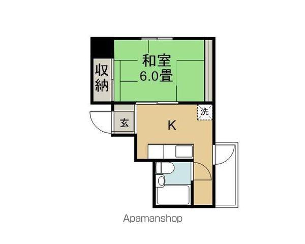 クーフナガノ(1K/6階)の間取り写真