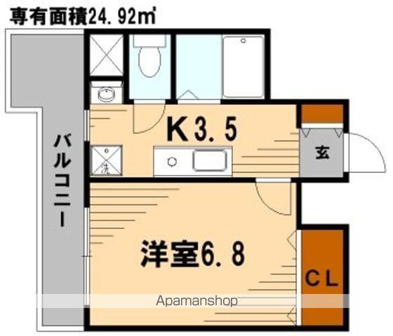 グランディール・横濱(1K/2階)の間取り写真