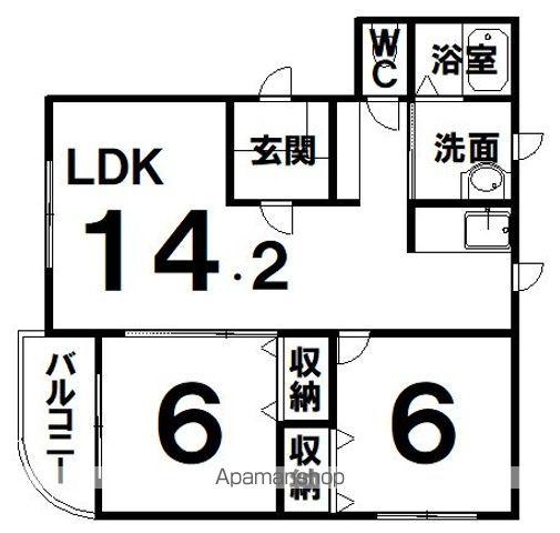 いえすⅠ(2LDK/1階)の間取り写真