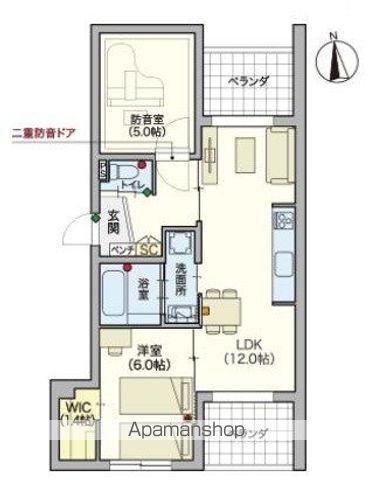 ヘーベルVILLAGE 砧3丁目(2LDK/3階)の間取り写真