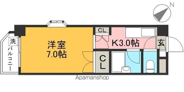 ジョイフル若草(1K/2階)の間取り写真