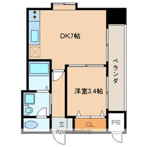 E.POPULARⅡ(1DK/7階)の間取り写真