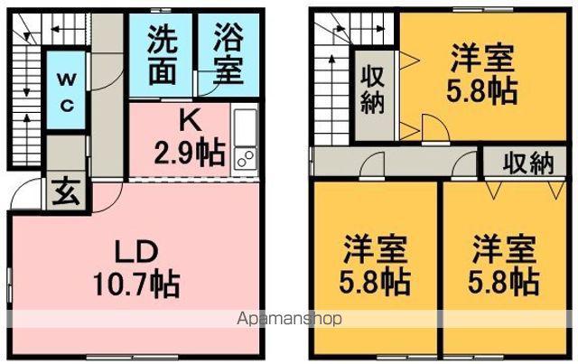 ボヌール福住Ⅲ(2LDK/1階)の間取り写真