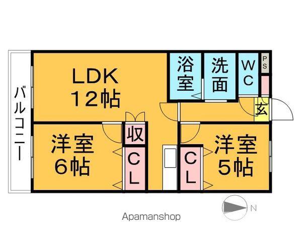 関ヶ原イーストハイツ B棟(2LDK/2階)の間取り写真