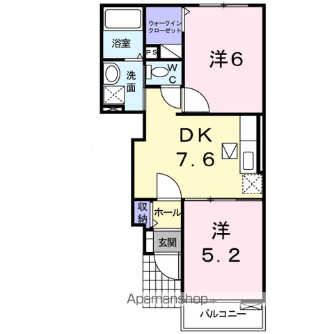 ウィッラ アルテ A(2DK/1階)の間取り写真