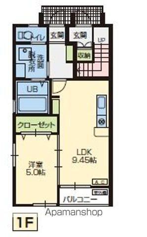 VERDE(1LDK/1階)の間取り写真