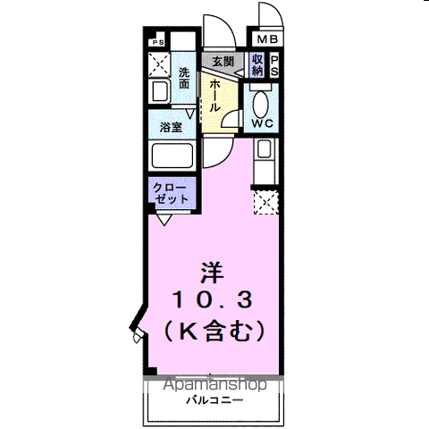 セントレ青山(ワンルーム/2階)の間取り写真