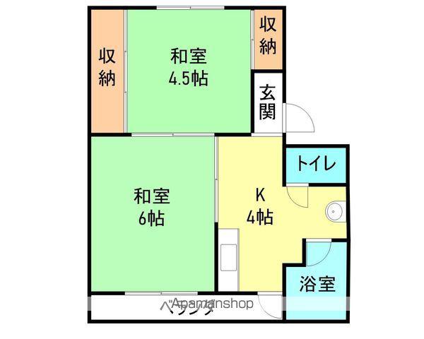 パーク海南 Ⅰ棟(2K/4階)の間取り写真