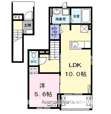 ラフレシール・ホープ(1LDK/2階)の間取り写真