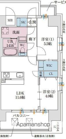 スプランディッドあびこ駅前DUE(2LDK/3階)の間取り写真