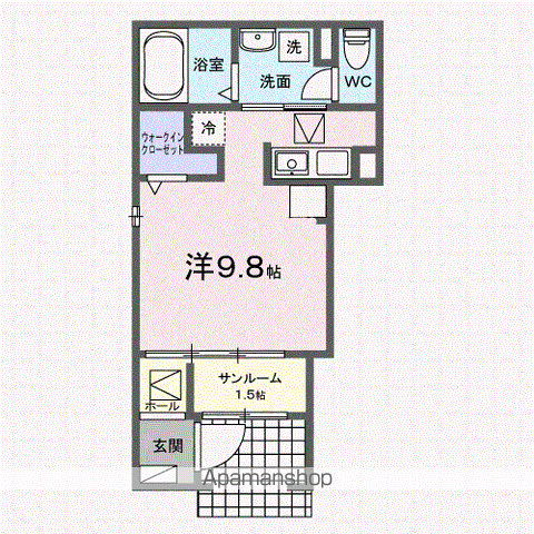 コンフォルトⅢ(ワンルーム/1階)の間取り写真