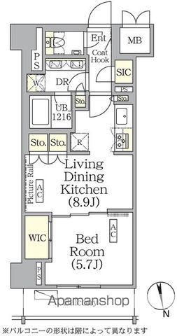 ザ・パークハビオ神楽坂レジデンスサウス(1LDK/5階)の間取り写真