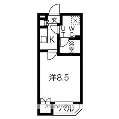 スパシエソリデ目黒(1K/4階)の間取り写真
