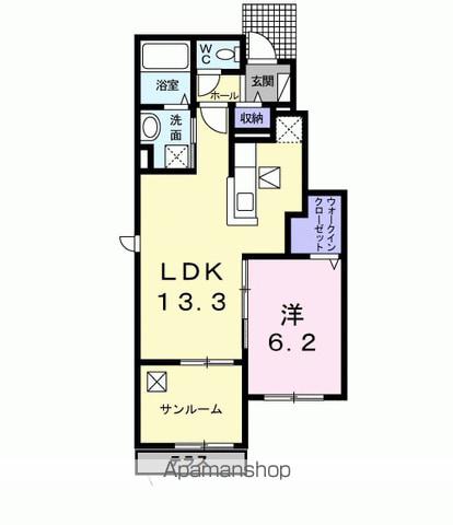 エストランダ C(1LDK/1階)の間取り写真
