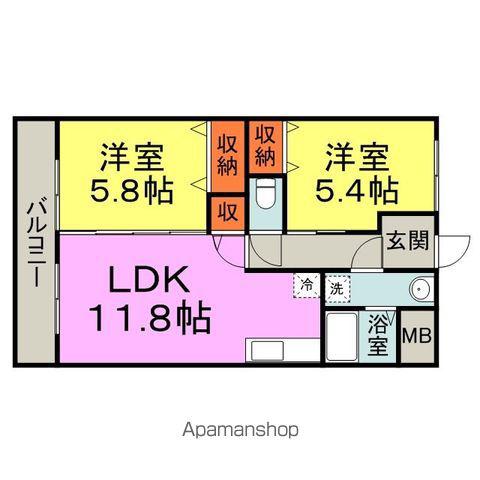 サニーコート中原(2LDK/1階)の間取り写真