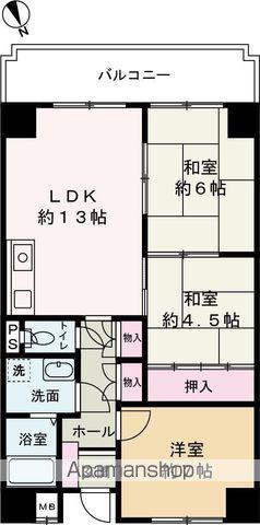 アルコ・ラ・カーサ佃町Ⅱ(3LDK/4階)の間取り写真