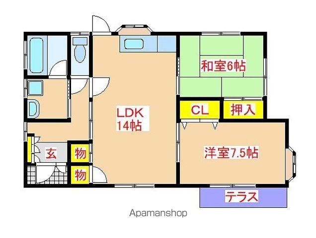 日豊本線 国分駅(鹿児島) 徒歩39分 1階建 築27年(2LDK)の間取り写真