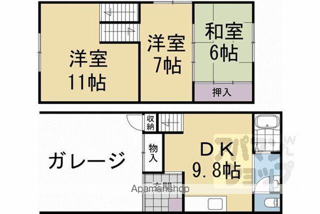 紫野下柏野町貸家(3DK)の間取り写真