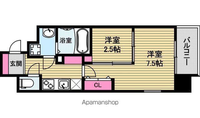 ファーストフィオーレ心斎橋イーストⅡ(2K/6階)の間取り写真