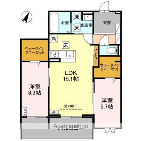 センカIII(2LDK/1階)の間取り写真