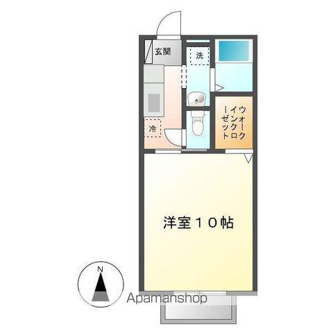 ウェル上加茂(1K/2階)の間取り写真