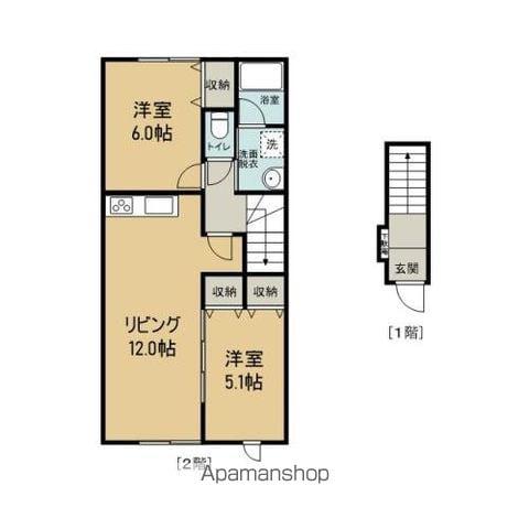 メープルハイツ若松(2LDK/2階)の間取り写真