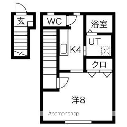 サウスERN CROSS Ⅱ棟(1K/2階)の間取り写真