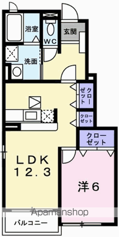 ベル アンジュ Ⅱ(1LDK/1階)の間取り写真