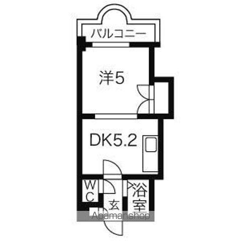 エンドレスリバーサイド(1DK/7階)の間取り写真