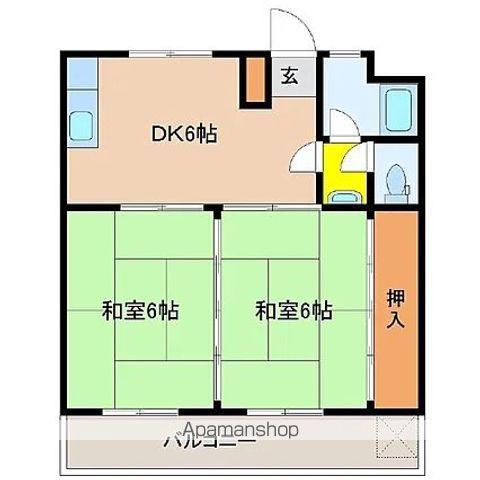 レジデンス601(2DK/2階)の間取り写真