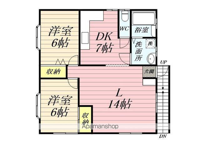 武蔵野線 新三郷駅 徒歩30分 2階建 築54年(2LDK/2階)の間取り写真