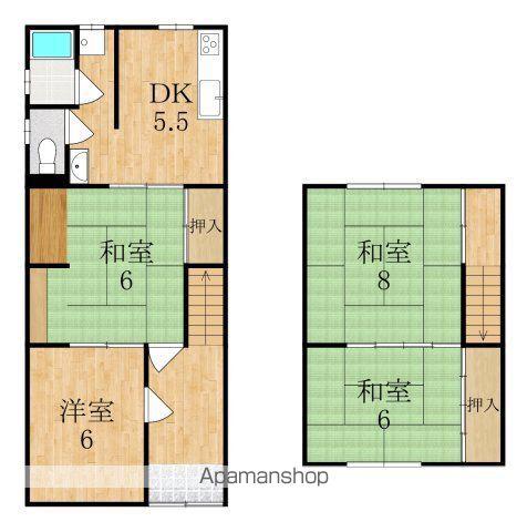 近鉄天理線 前栽駅 徒歩2分 2階建 築67年(4DK)の間取り写真