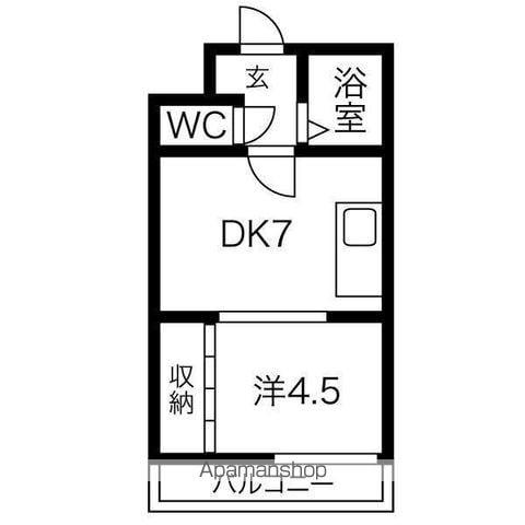 アート本通(1DK/3階)の間取り写真