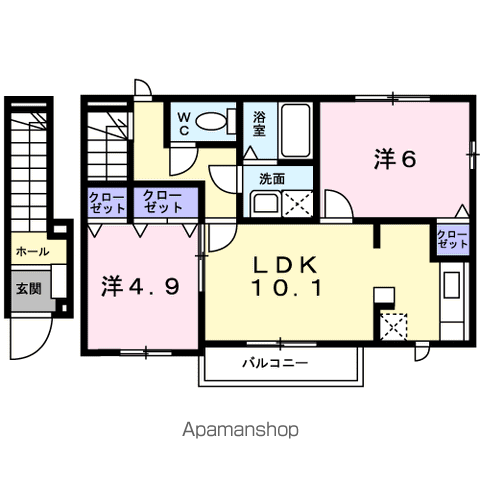 パーク・アベニューC(2LDK/2階)の間取り写真