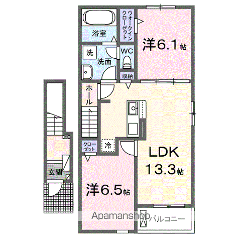 メゾンルミネ 隅田 Ⅰ(2LDK/2階)の間取り写真
