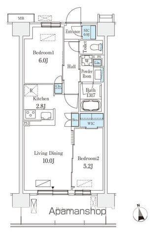 スカイグランデ津田沼(2LDK/4階)の間取り写真
