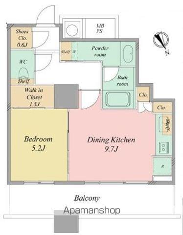 ザ・パークハウス西新宿タワー60(1DK/42階)の間取り写真