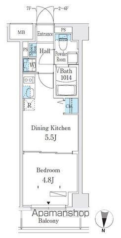 クラリティア板橋本町(1DK/5階)の間取り写真