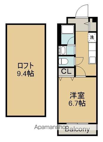 ロフティ新生(1K/3階)の間取り写真