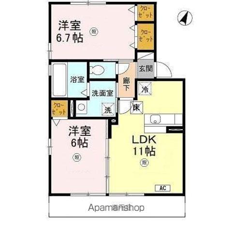 クレール森田A(2LDK/1階)の間取り写真